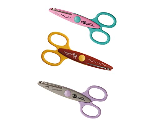 Fiskars Tijeras Decorativas para niños Animales del zoo, 3 unidades, Longitud: 13 cm, para diestros y zurdos, A partir de 4 años, Hoja de acero inoxidable/Mangos de plástico, Rosa/Rojo/Gris, Kidzors, 1003846 Cover