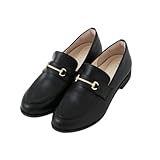 [RAKUNA] ラクナ カラー整体ビットローファー パンプス 痛くない 甲高 外反母趾 ローファー (ブラック, 日本の靴のサイズ寸法, 大人, 数値, 24.5 cm)