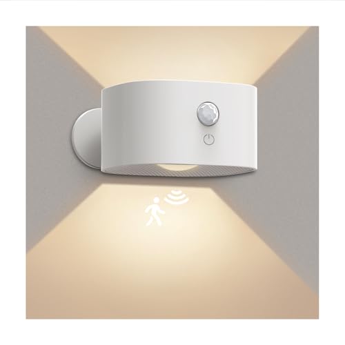 Deyagoo Motion Sensor Wall Light Indoor, Battery Operated Sconce 360°Rotate, Rechargeable Cordless Night Light, Touch Dimmable 3 Brightness, UP Down LED Wall Lamp for Stairs, Closet, Bedroom, Bathroom