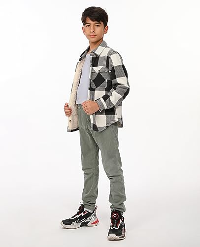 Image of ThCreasa Boys Sherpa Lined Plaid Button Shirt Jacket