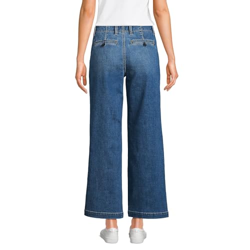 Lands' End Women's Mid Rise Denim Wide Leg Ankle Jeans2