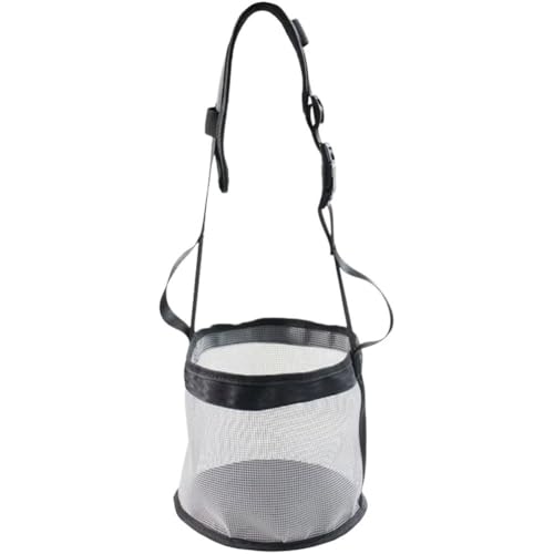 Fituenly Pferdefutterbeutel, Modernes Schwarzes Netzgewebe, Faltbar, Robust Verstellbarem Gurt Und Wasserdichtem Boden Für Pferdefutter