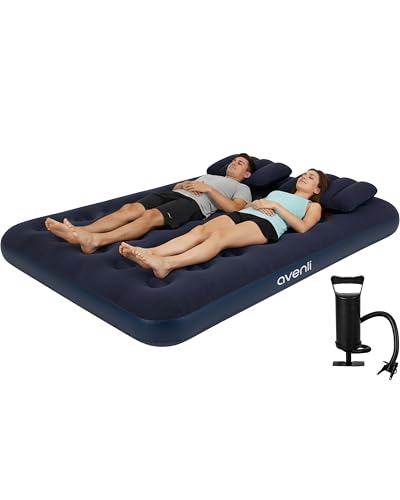 AVENLI Luftmatratze Luftbett Camping Set mit 2 Kissen und Pumpe für 2 Personen 191x137x22cm aufblasbare Matratze Gästebett weiche Liegefläche mit...