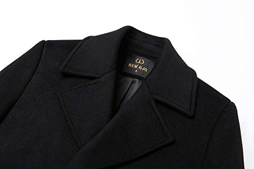 Men's Premium Wool Blend Double Breasted Long Pea Coat4