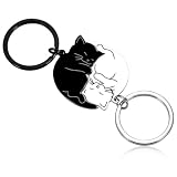 🐈Regalo per coppie: questo portachiavi per coppie raffigura due gatti perfettamente abbinati, simbolo del vostro amore dolce ed eterno. I portachiavi a forma di gatto sono molto compatti, misurano solo 2,9 x 2,5 cm. Piccoli e carini: l'espressione perfetta del vostro profondo affetto per il vostro partner.