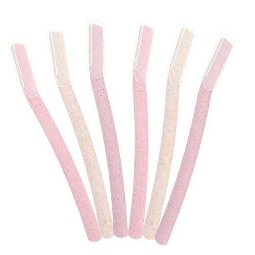 BESTYASH Elegant 6-Piece Eyebrow Knife Set Stainless Steel Hair Razor Makeup Eyebrow Shaver Grooming Tools Compact for Travel Random Color