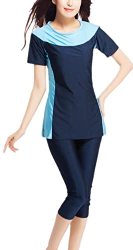 YEESAM Modest Swimsuits for Women Rash Guard 2 Piece with Skirt Muslim Burkini