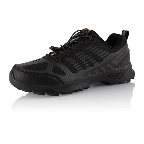 Fusskleidung® Damen Herren Wanderschuhe Atmungsaktive Trail Running Trekkingschuhe Schwarz Dunkelgrau EU 38