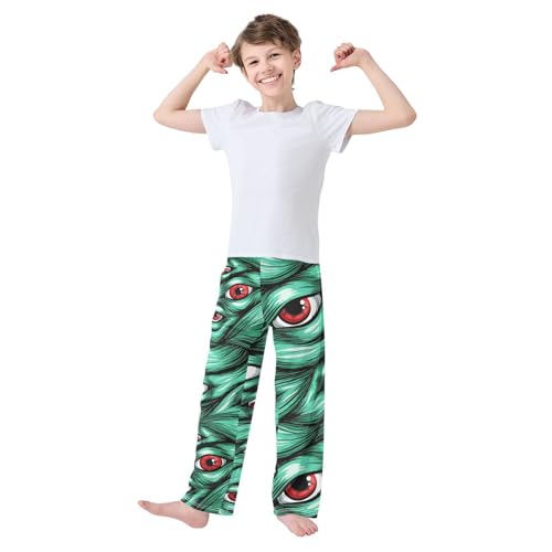 Boys' Pants Scary Fantasy Hair Eye Pattern Long Bottoms Jogger Pants Elastic Waist Trousers with Pockets S-XL2