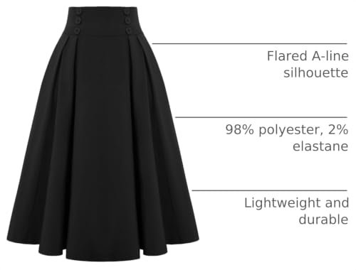 Image of Belle Poque Women's Midi Pleated A-Line Skirts Pockets