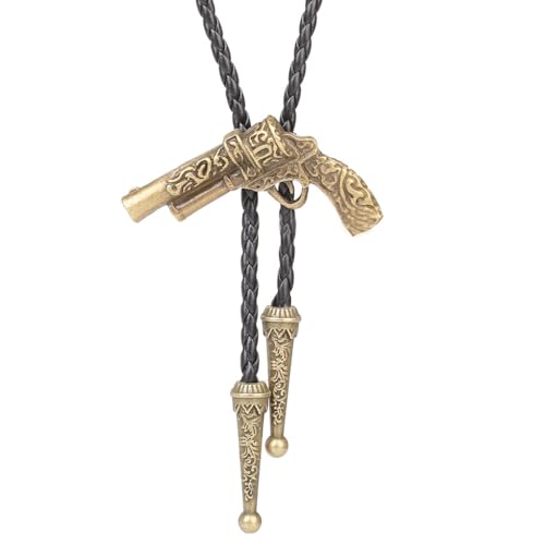 Image of GelConnie Bolo Ties for Men Women Western Cowboy Tie Mens Western Necklace Leather Necktie Gold Bolero Tie Cowboy Necklace