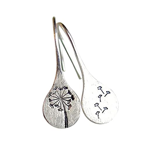 lefeindgdi Boucles d'oreilles pendantes inspirées de la nature en forme de pissenlit, bijoux en argent sterling, boucles d'oreilles pendantes géométriques simples pour femme Cover