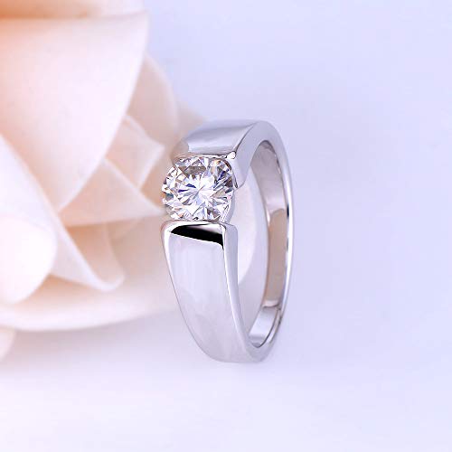 DovEggs Solitaire Moissanite Engagement Rings for Men Women 1ct 6.5mm G-H-I Color Heart Arrows Cut Moissanite Anniversary Promise Rings 14k Gold Quality Sterling Silver (12)3