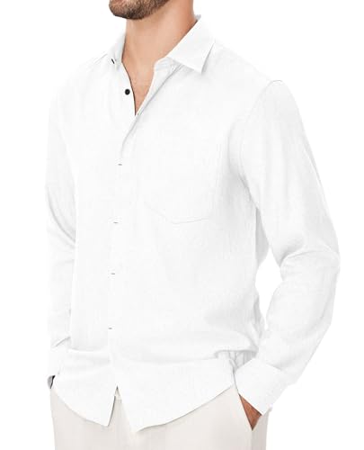 Linen Mens Dress Shirts Long Sleeve Linen Dress Shirts for Men Casual Linen Shirts for Men Button Down Shirt2