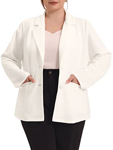 Agnes Orinda Plus Size Blazers for Women Notched Lapel V Neck Business Casual Outfits Suit Jacket Work Fall Blazers