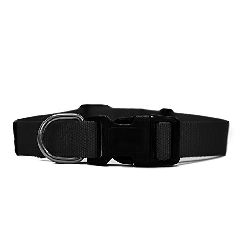 Heads Up for Tails Essentials Nylon Dog Collar - Black - L