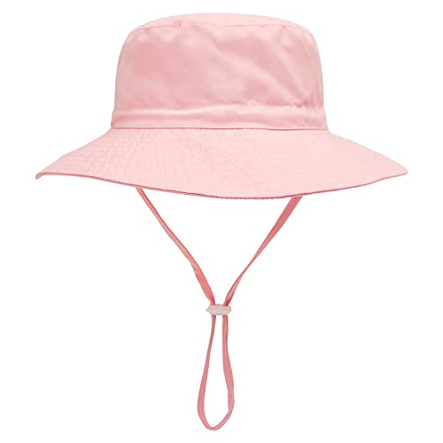 YANWANG Bebé Niños Ajustable Bucket Sun Hat, UPF 50+ Protección Solar Gorra de Playa para Niños Pequeños Niñas(Light Pink,1-3Years)