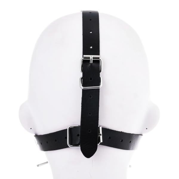 SM Harnais avec Bâillon & Crochet de Nez – Bondage Fetiche | Accessoire BDSM réglable en similicuir & métal, diamètre bâillon 4 cm, unisexe