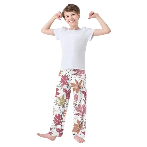 ZZXXB Maple Leaves Boys Long Pants Soft Trousers Elastic Waist Kids Lounge Bottoms with Pockets S-XL2