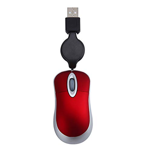 5X Mouse Cablato USB Mouse Piccolo Retrattile Minuscolo da 1600 DPI