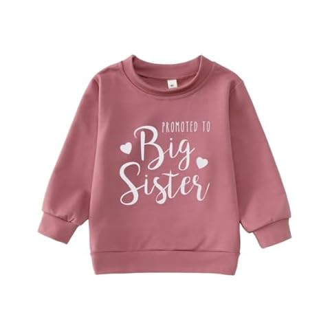 CM C&M WODRO Promoted to Big Sister Sweatshirt Toddler Girls Baby Announcement Shirt Long Sleeve Kids Crewneck Pullover Tops (Pink, 2-3T) Cover