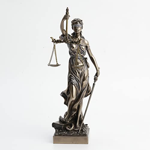 Unicorn Studio 13" Blind Lady Justice Holding Scale Resin Sculpture Bronze Finish #TOP10