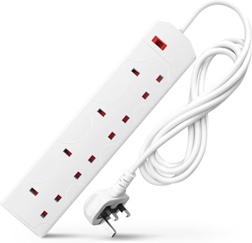 3M Extension Lead with different Way Socket, Heavy Duty Power Strip with Neon Indicator