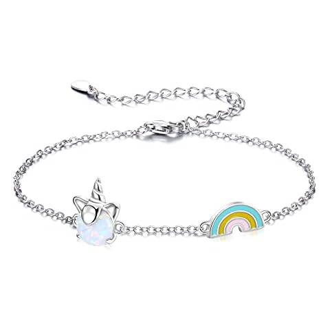 Pulsera EVER FAITH Plata de Ley 925 Ópalo Unicornio Arco Iris Cover