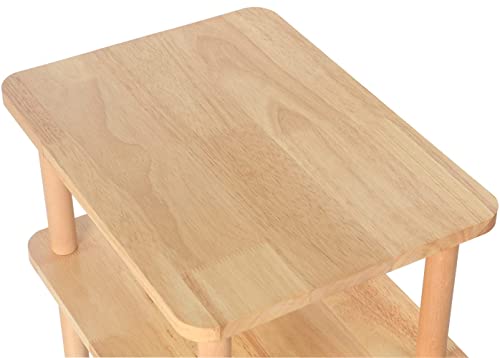 Exilot Solid Wood Side Table, 3-Tier End Table With Storage Shelves, Tall Nightstand Bedside Table For Living Room Bedroom Office No-Tool Assembly. #TOP4