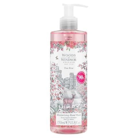 Woods of Windsor Rose Hand Wash, Moisturizing Soap with Notes of Rose Otto and Damask Rose, Liquid Hand Soap with Pump to Help Soften and Moisturize Skin, True Rose Scent 350ml Cover
