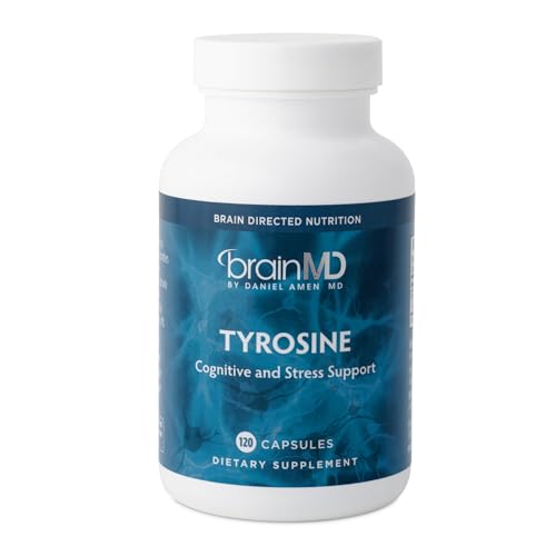 BRAINMD Dr Amen Tyrosine - 120 Capsules - Promotes Mental Focus, Clarity & Alertness - Gluten Free - 60 Servings