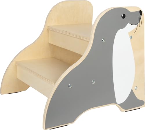Tabouret Phoque en Bois antidérapant supportant 150 kg max pour enfants dès 2 ans