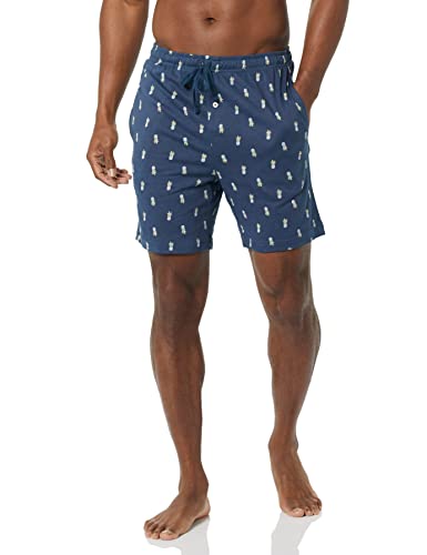 Amazon Essentials Men's Cotton Pajama Shorts, Pack Of 2, Grey Heather/Indigo Pineapple, X-Small #TOP4