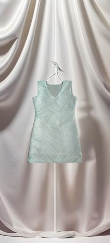 Robe de cocktail scintillante à motif vagues avec reflets gris argenté