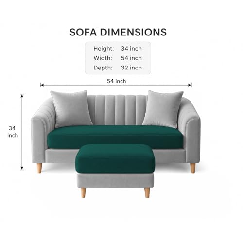 Image of Doraldo 2 Seater Sofa Set with Ottoman for Living Room (Pine Grey) Premium Fabric Sofa