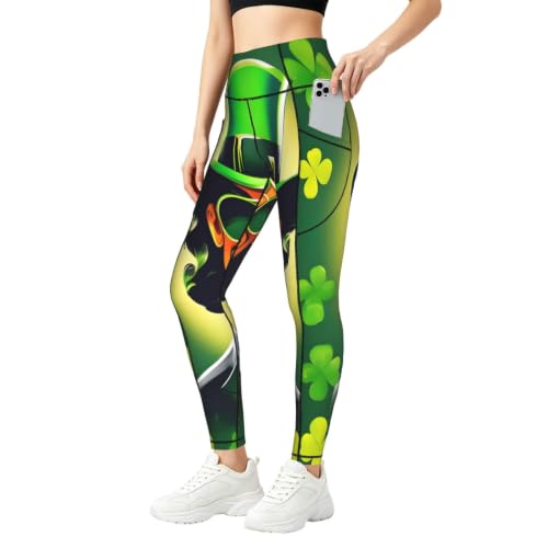 Pantalones de yoga de San Patricio opacos con bolsillos prácticos