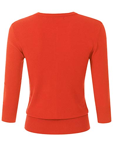 Image of Women's 3 /4 Sleeve Crew Neck Button Down Stretch Knit Cardigan Sweater (S-3XL)