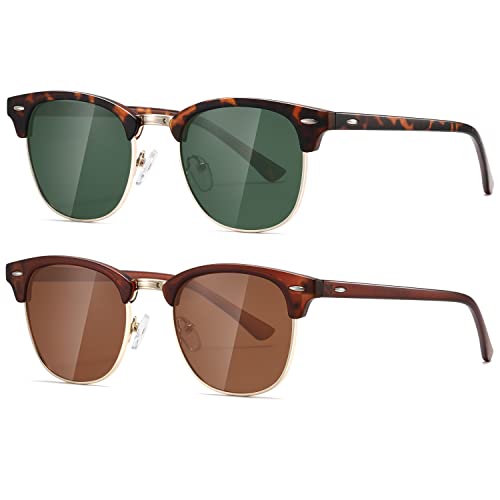 Image of AEVOGUE Semi Rimless Polarized Sunglasses for Women Men, AE0369 2 Pack | Retro, UV Protection, Driving Travel Outdoor, Lightweight Frame, Value Set
