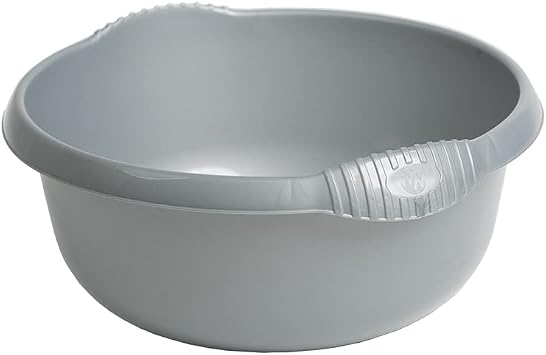 JMS we create smile 36cm Round Kitchen Washing Up Bowl Basin Mixing | Plastic Bowl Silver/Grey