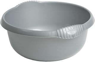 JMS we create smile 36cm Round Kitchen Washing Up Bowl Basin Mixing | Plastic Bowl (Silver/Grey)