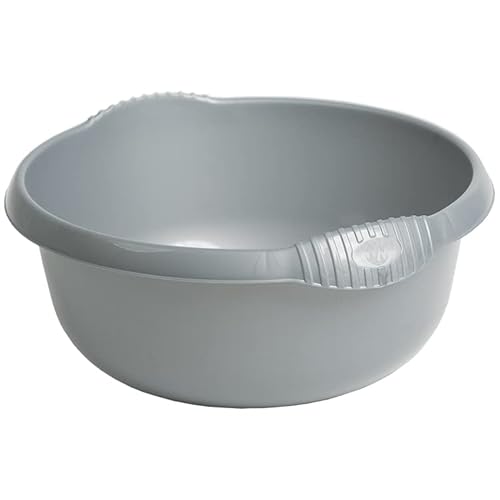 JMS we create smile 36cm Round Kitchen Washing Up Bowl Basin Mixing | Plastic Bowl (Silver/Grey)