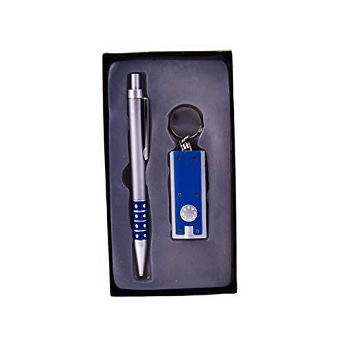 Vasara Set de bolí­grafo y Llavero con Linterna LED Azul - Detalles Originales Invitados de Bodas, Regalos Comuniones y Recuerdos para Cumpleaños Infantiles