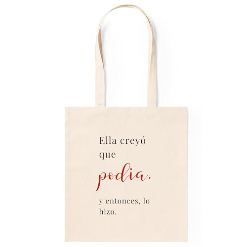 Bolsa de tela Algodón 180 gr/m2 con Mensaje Realista e Positivo para regalar | Tote bag con Mensaje | Regalo Personalizado | Color Beig | Bolsa de viaje | Bolsa de tela Multiusos | Reutilizable