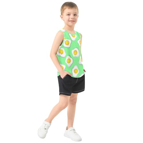 J JOYSAY Cartoon Fried Egg Chartreuse Boys Tank Top Sleeveless Muscle Shirts Quick Dry Kids T-Shirts 3-15T4