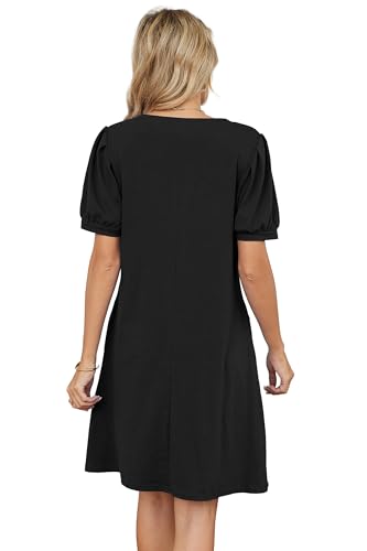 RUMIA V-Neck Summer Casual Sundress for Women- Short Sleeve Swing Beach Dress with Pockets (S-3XL)4
