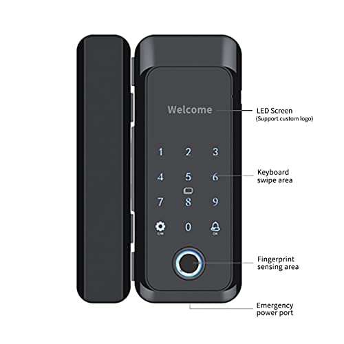 inteligentny zamek do drzwi, Szklany zamek biometryczny do drzwi i ekran dotykowy, sterowanie hasłem za pomocą aplikacji mobilnej, bezpieczny Bluetooth, przednich z klawiaturą numeryczną