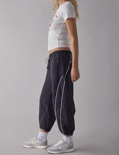 SeekMe Women's Barrel Leg Track Pants Baggy Cropped Capri Drawstring Lightweight Hiking Athletic Sweatpants3