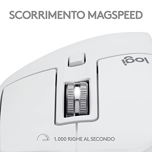 MX Master 3S per Mac - Mouse Bluetooth a scorrimento ultraveloce, ergonomico, 8K DPI, tracciamento su vetro, clic silenziosi, USB-C, Apple, iPad - Grigio chiaro - Mouse gaming - Immagine 7