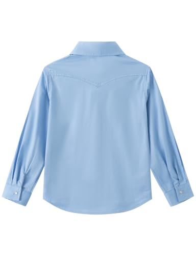 Image of Noomelfish Girls Long Sleeve Western Pearl Snap Button Down Shirt Cowgirl Outfits Blouse Tops (5-14 Years)