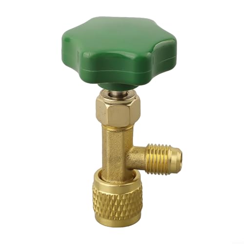Niceminiwall Herramienta de servicio de aire acondicionado 1/4 SAE abre válvulas compatible con R22, R134a, R410A, construcción de acero inoxidable y latón a prueba de fugas (verde)